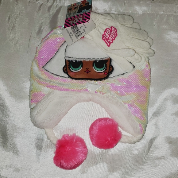 LOL Surprise NWT Diva Hat & Glove Set Pink and White 207 - Picture 1 of 7